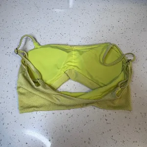Aerie Real Good Neon Lime Green Honeycomb Textured Twist Front Bikini Top Medium thumbnail 3