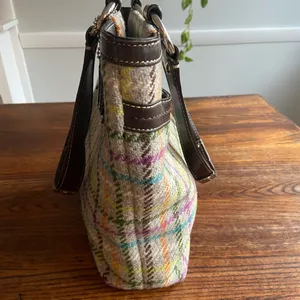 Coach Vintage Penelope Tattersall Plaid Wool Tweed Leather Handbag thumbnail 7