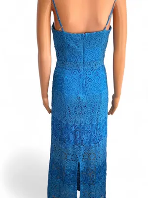 GUESS Blue Lace Maxi Dress - Women. thumbnail 3