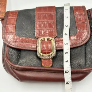 Brighton‎ Crossbody Bag Womens Green Brown Leather Croc Embossed Flap Boho thumbnail 13