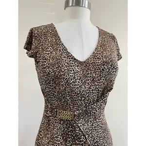 White House | Black Market Cheetah Print Faux‎ Wrap Dress Chain Detail Animal Print XS NWT Chic thumbnail 2
