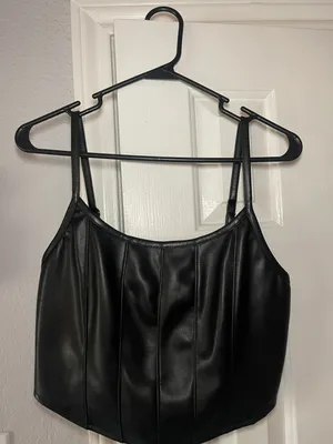 Leather Cropped Tank Black Size L thumbnail 1