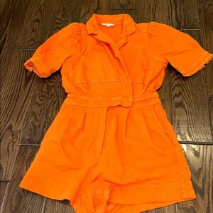 Day + Moon Stylish Orange Wrap denim Romper size small thumbnail 6