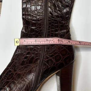 Charles David Embossed Leather Faux Fur Brown Boots 6.5 thumbnail 10