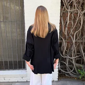 Vintage oversized Black button up jacket with pockets Size M/L #minimalist #workwear thumbnail 5