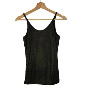 Faded Glory Black & Gold Shimmer Cami Tank Top‎ M thumbnail 2