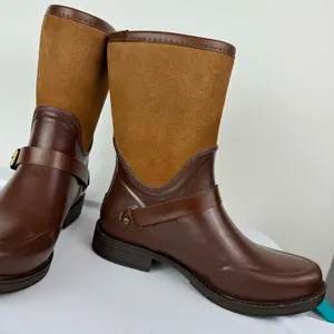 UGG Sivada Boots Sz 9 Chocolate Brown Two Tone Rain Boots Waterproof thumbnail 9