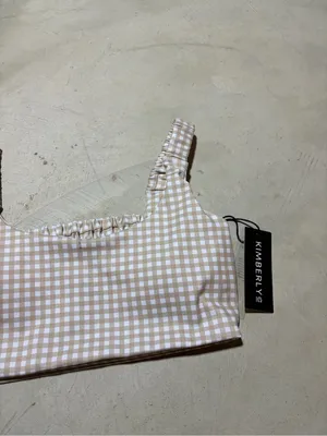 Kimberly C NWT Beige Gingham Sports bra large thumbnail 5