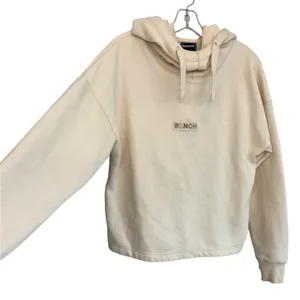 Bench Womens M Cream Cropped Pullover‎ Hoodie Sweatshirt Embroidered Logo thumbnail 12