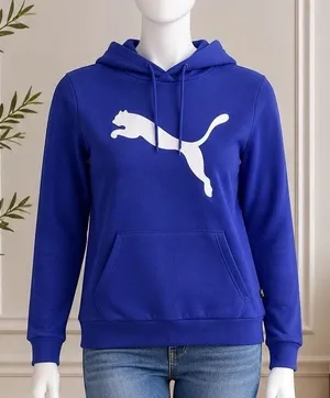 Puma Womens Hoodie ESS Big Cat Logo Lapis Lazuli Blue Graphic Small thumbnail 1