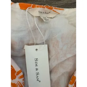 Women's Floral Orange Knee Length Dress Size XS V-Neck 3/4 Sleeve Casual‎ thumbnail 2