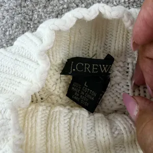 J.Crew Cable Knit Sweater Large Cream‎ Mock Neck Cotton Fisherman Runs Small thumbnail 5