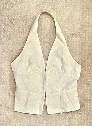 Linen-Blend Coastal Halter Top (NWOT) thumbnail 1