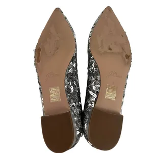 J.Crew Womens Silver Sequin Pointed Toe Slip On Flats Shoes Size 9 thumbnail 5