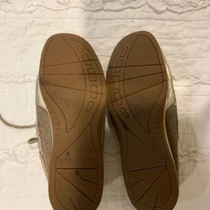 SPERRY Top-Sider Boat Shoes Gold Metallic Leather Tweed Size 9 thumbnail 8