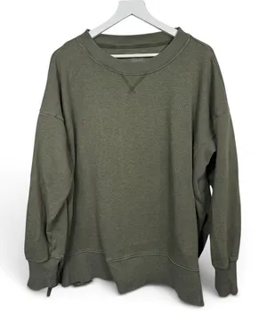 Aerie Women's Green Khaki Oversize Cozy Side Slit Sweatshirt W2563 Sz M thumbnail 1