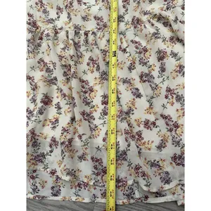 Boho Floral Tiered Maxi Dress V-Neck Smocked Waist Cream SzM Perfect for Fall! thumbnail 12