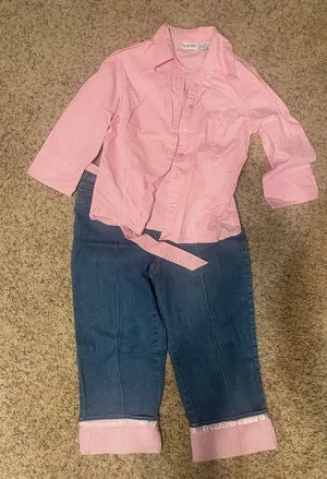 JG Hook pink and white gingham capri and shirt set size 6/8 thumbnail 1