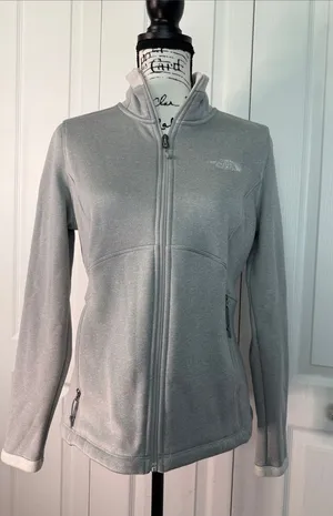 The North Face Women's Agave Full-Zip Soft Fleece Jacket in Light Grey thumbnail 1