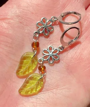 quality Czech glass beads & flower fairy boho cottage whimsical dangle earrings 💐🍃 thumbnail 5
