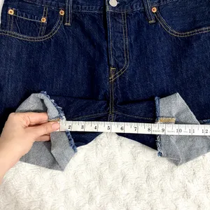 Levi's Blue Dark Wash Denim 501 Cuffed Button Fly Summer Beach Shorts 28 thumbnail 8