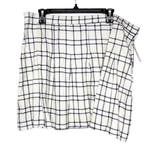 bp Amanda Tennis Mini Skirt Windowpane Print Beige Blue Size 2X NWT thumbnail 2