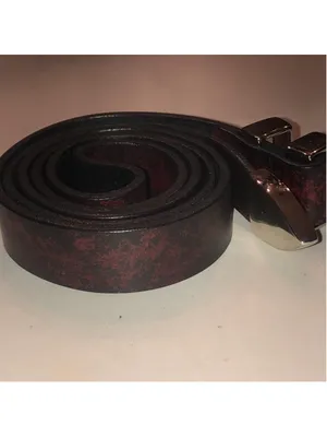 Deep Red Faux Leather Belt with Silver Tone Hardware thumbnail 4