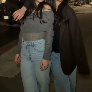 Edikted grey cropped off the shoulder sweater thumbnail 3