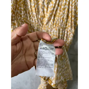 Banana Republic‎ Yellow Abstract Print Ruffle Strap Dress Smocked Waist Med New thumbnail 7