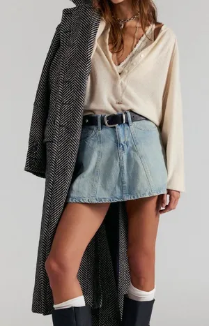 NWT Free People Hometown Denim Mini Skirt in Good Old Days thumbnail 1