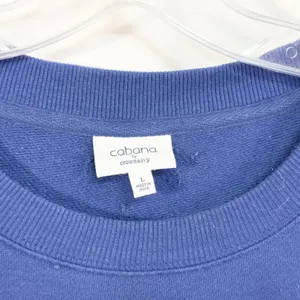 Cabana Crown & Ivy Large Sweatshirt Sequin Lips Pullover Crew Neck Blue‎ 850 thumbnail 4