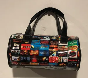 Novelty Black Musical Theatre Print Barrel Mini Bag thumbnail 1