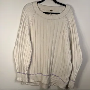 Free People Venus tunic Cream Cowl Neck Sweater size M oversized‎ cozy thumbnail 8