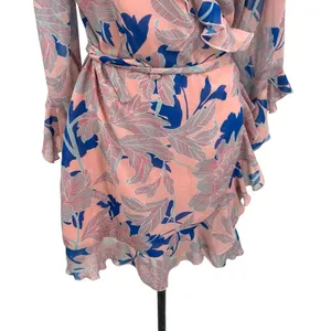 Red Carter Tessa Floral-Print Wrap Dress Pink Blue‎ Size Large thumbnail 5
