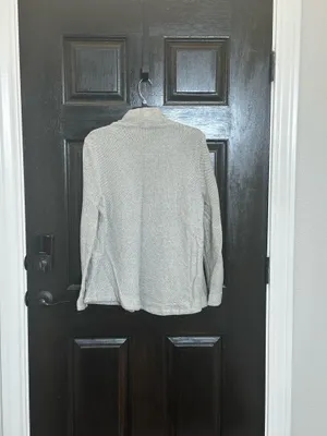 Loft Light Gray Open Front Cardigan Sweater Medium thumbnail 2