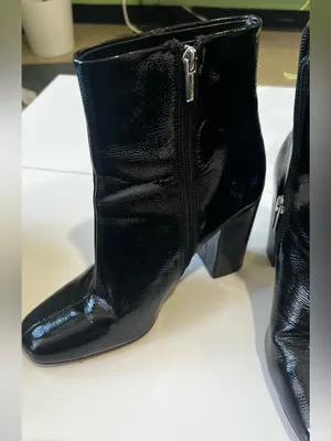 Vince Camuto Black Patent Square Toe Ankle Booties thumbnail 7
