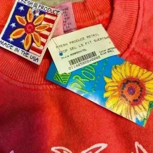 NWT Vintage Fresh Produce Sweatshirt Long Sleeve Graphic orange Tropical S thumbnail 9