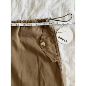 STAUD Cargo Skirt Womens XL NEW Tan Cotton Midi Drawstring Toggle Utility‎ Skirt thumbnail 6