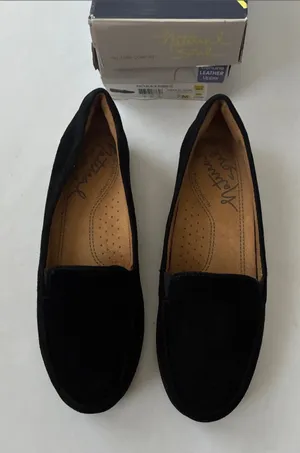 Natural Soul Black Suede Slip-On Loafers thumbnail 1