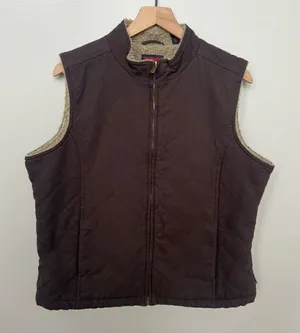 Wolverine Espresso Belmont Quilted Canvas Sherpa Lined Vest Women Size Large thumbnail 1