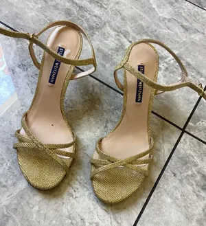 Stuart Weitzman Gold Glitter Strappy Ankle Strap Sandals Heels 6.5M 13694 thumbnail 1