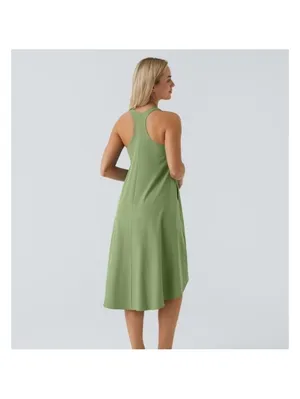 Halara RacerPocket High Low Flowy Midi Dress in Hot Wasabi Green Women’s Large thumbnail 14
