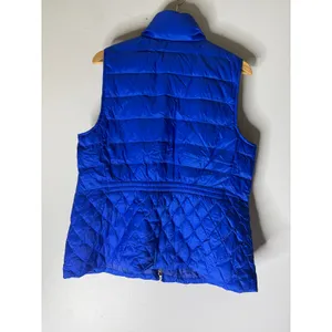 Talbots Womens Royal Blue Down Puffer Vest Mixed Quilted Full Zip L thumbnail 2