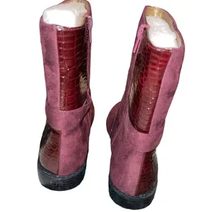 Bellini Deep Dark Red Suede Booties with Alligator Accent size 7W thumbnail 4