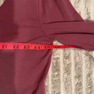 Victoria's Secret Burgundy V-Neck Peplum Top Gold Back Zip 3/4 Sleeve Small thumbnail 4