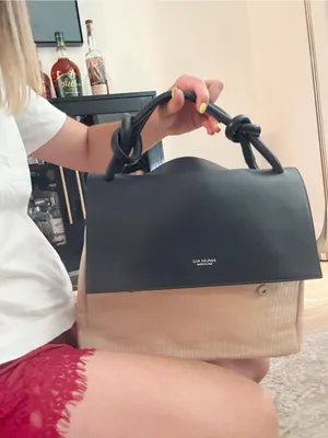 Lia Numa Italian Raffia Leather Saddle Bag Purse thumbnail 6
