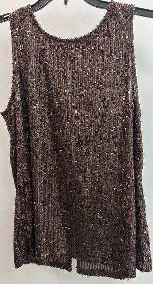Halogen Sequin Brown Bronze Sleeveless Tank Women Small Shiny Party Cocktail thumbnail 1