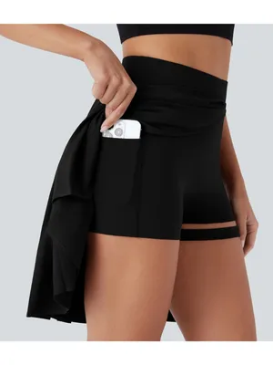 Halara Breezeful Pleated 2-in-1 Buckle Skirt Pocket-Longer Length Black L thumbnail 3