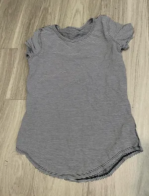 lululemon athletica Black and White Striped Short Sleeve Tee thumbnail 1
