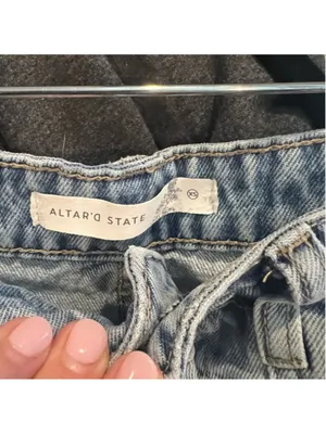 Altar’d State Y2K Light Wash Distressed Denim Shorts XS Frayed Hem Festival Core thumbnail 3